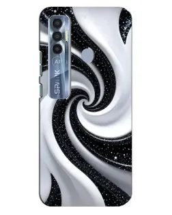 Чехол для TECNO Spark 7 Pro с картинкой «Черно-белая спираль»