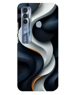 Чехол для TECNO Spark 7 Pro с картинкой «Объемные черно-белые ленты»