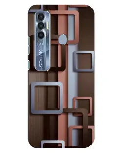 Чехол для TECNO Spark 7 Pro с картинкой «Коричневые объемные квадраты»