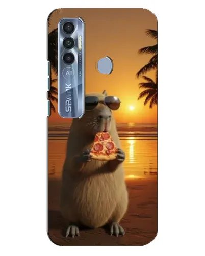Чохол для TECNO Spark 7 Pro з картинкою «Капібара з піцою» Чохол для TECNO Spark 7 Pro з картинкою «Капібара з піцою»