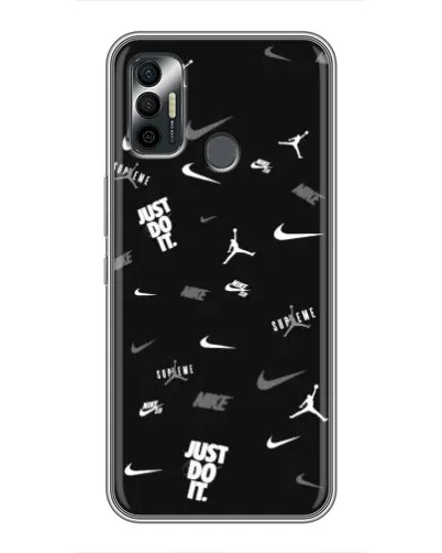 Чохол для TECNO Spark 7P з картинкою «Nike Black Pattern»