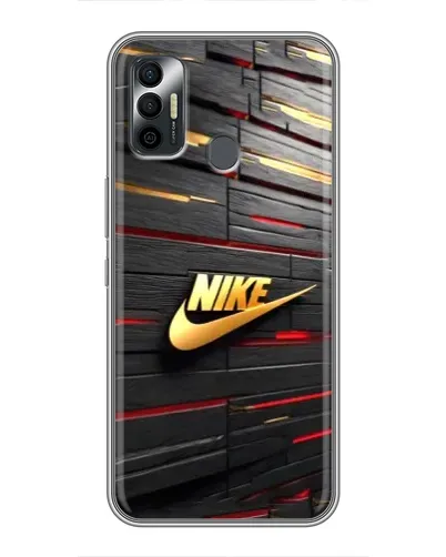 Чехол для TECNO Spark 7P с картинкой «Золотой Nike на металле»