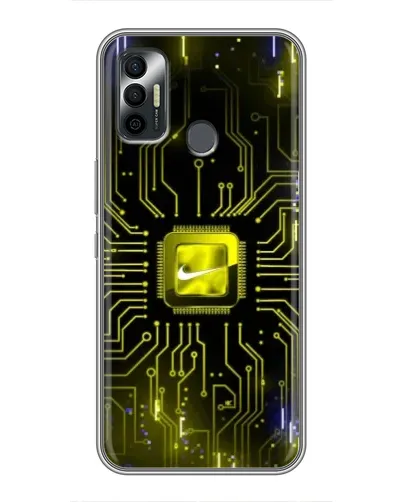 Чехол для TECNO Spark 7P с картинкой «Nike — золотая искра»