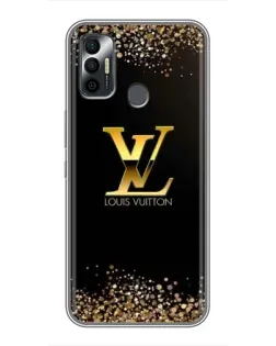 Чехол для TECNO Spark 7P с картинкой «LV — золотые искры»