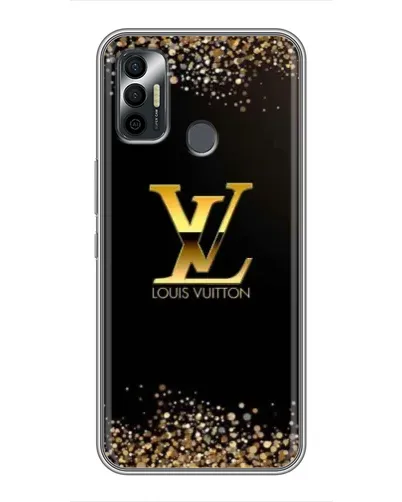 Чехол для TECNO Spark 7P с картинкой «LV — золотые искры»