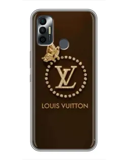 Чехол для TECNO Spark 7P с картинкой «LV — золотая печать»