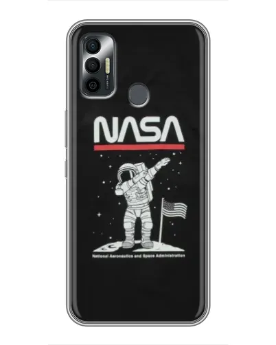 Чехол для TECNO Spark 7P с картинкой «NASA — шагаем по Луне»