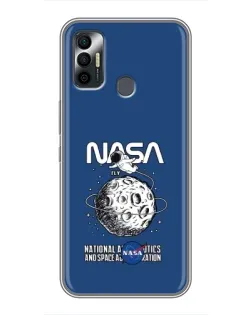 Чехол для TECNO Spark 7P с картинкой «NASA — лунная миссия»