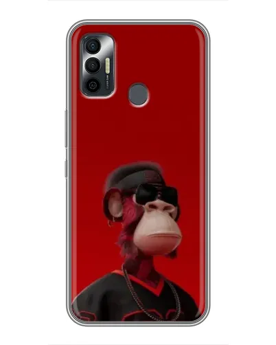 Чехол для TECNO Spark 7P с картинкой «Bored Ape в красном»