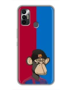 Чехол для TECNO Spark 7P с картинкой «Bored Ape — фанат Барсы»