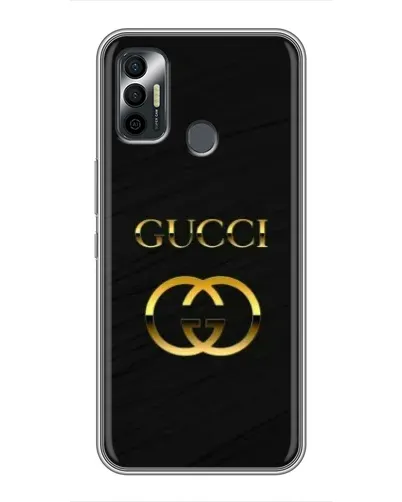 Чехол для TECNO Spark 7P с картинкой «Золотой логотип Gucci»