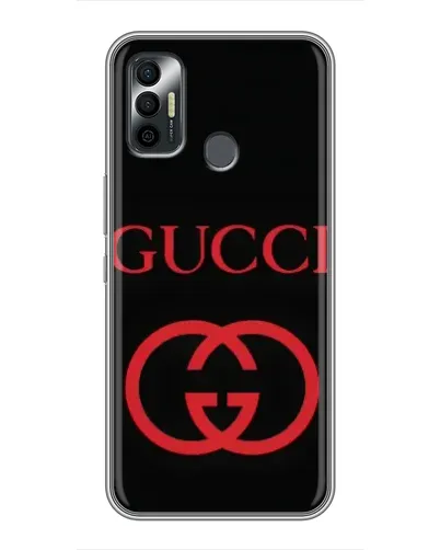 Чехол для TECNO Spark 7P с картинкой «Gucci — красный логотип»