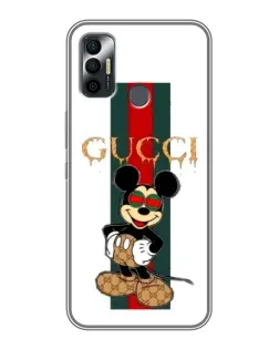 Чехол для TECNO Spark 7P с картинкой «Микки Маус Gucci — полосы»