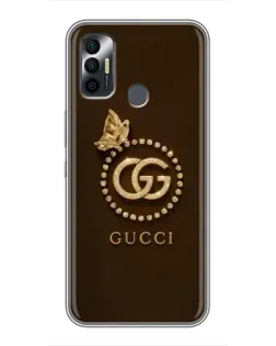 Чехол для TECNO Spark 7P с картинкой «Gucci — золотая бабочка»