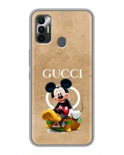 Чехол для TECNO Spark 7P с картинкой «Микки Маус Gucci — крафт»