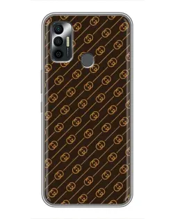 Чехол для TECNO Spark 7P с картинкой «Gucci — золотые диагонали»