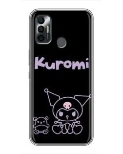 Чохол для TECNO Spark 7P з картинкою «Kuromi — чорний мінімалізм»