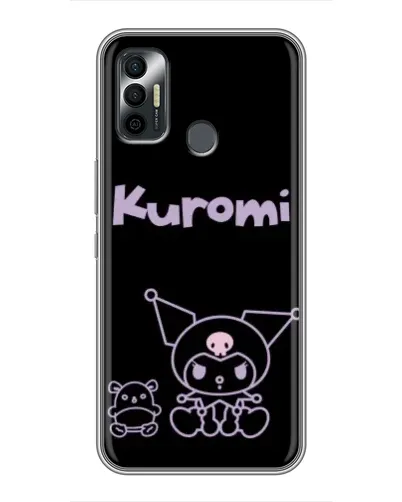 Чохол для TECNO Spark 7P з картинкою «Kuromi — чорний мінімалізм»