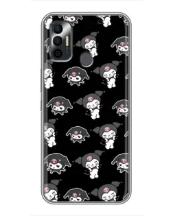 Чохол для TECNO Spark 7P з картинкою «Чорний паттерн Kuromi»