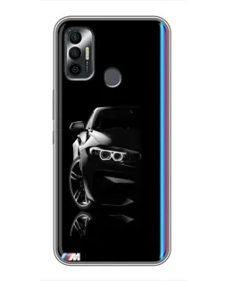 Чехол для TECNO Spark 7P с картинкой «Силуэт BMW в темноте»