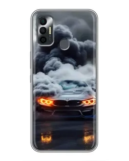 Чехол для TECNO Spark 7P с картинкой «BMW в дыму»
