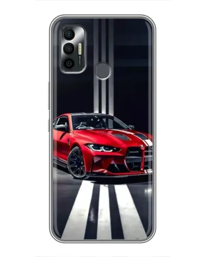 Чехол для TECNO Spark 7P с картинкой «Красная BMW на дороге»