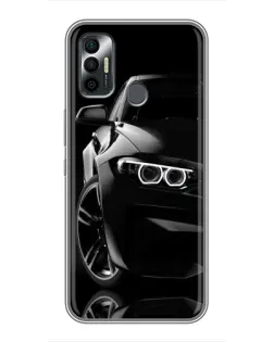 Чехол для TECNO Spark 7P с картинкой «Черная BMW — профиль»