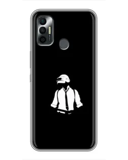 Чехол для TECNO Spark 7P с картинкой «PUBG — белый шлем»