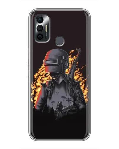 Чехол для TECNO Spark 7P с картинкой «PUBG — огненный силуэт»