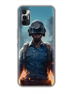 Чехол для TECNO Spark 7P с картинкой «PUBG — реалистичный герой»