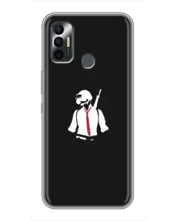 Чехол для TECNO Spark 7P с картинкой «PUBG — силуэт воина»