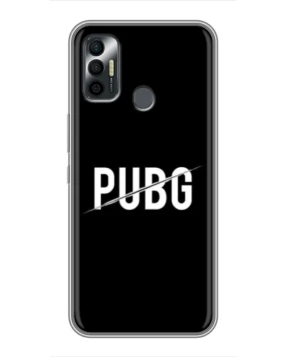 Чехол для TECNO Spark 7P с картинкой «PUBG — белый логотип»