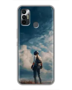 Чехол для TECNO Spark 7P с картинкой «Герой PUBG на скале»