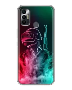 Чехол для TECNO Spark 7P с картинкой «PUBG — огненный воин»