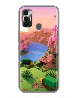 Чохол для TECNO Spark 7P з картинкою «Рожеве дерево Minecraft»