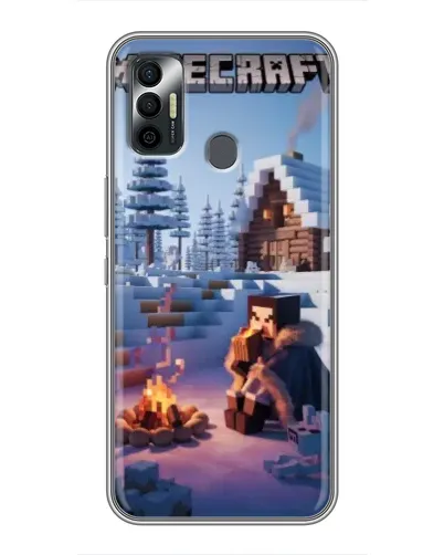 Чохол для TECNO Spark 7P з картинкою «Зимовий Minecraft»