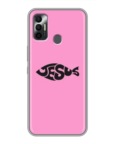 Чехол для TECNO Spark 7P с картинкой «Розовый символ  Jesus»