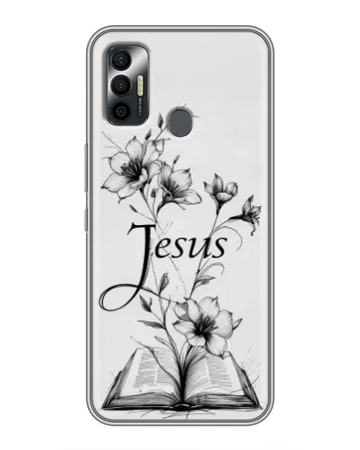 Чехол для TECNO Spark 7P с картинкой «Цветы и Библия»