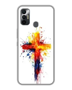 Чехол для TECNO Spark 7P с картинкой «Акварельный крест»