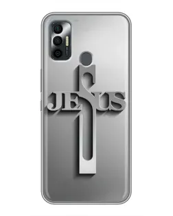 Чехол для TECNO Spark 7P с картинкой «Металлический крест Jesus»