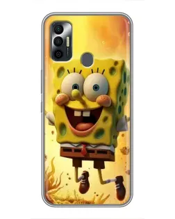 Чехол для TECNO Spark 7P с картинкой «Губка Боб прыгает»