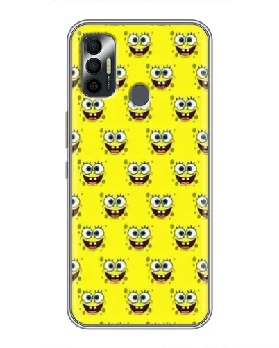 Чехол для TECNO Spark 7P с картинкой «Паттерн Губка Боб»