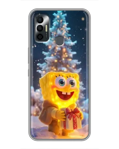 Чехол для TECNO Spark 7P с картинкой «Рождественский Спанч Боб»