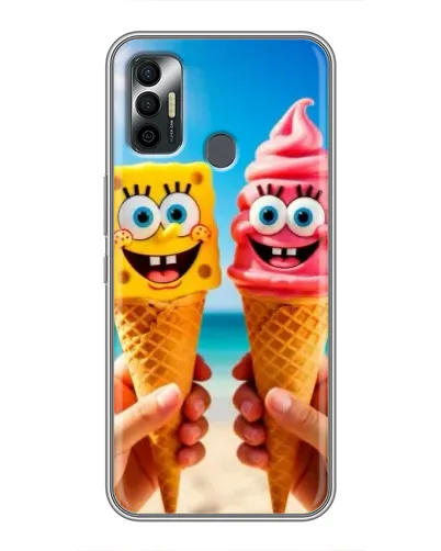 Чехол для TECNO Spark 7P с картинкой «Спанч Боб мороженое»