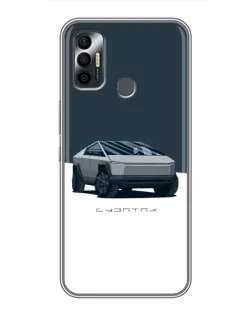 Чохол для TECNO Spark 7P з картинкою «Сріблястий Cybertruck Tesla»