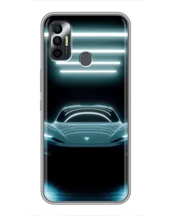 Чохол для TECNO Spark 7P з картинкою «Tesla в неоні»