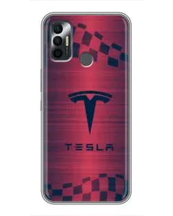 Чохол для TECNO Spark 7P з картинкою «Тесла червоний карбон»