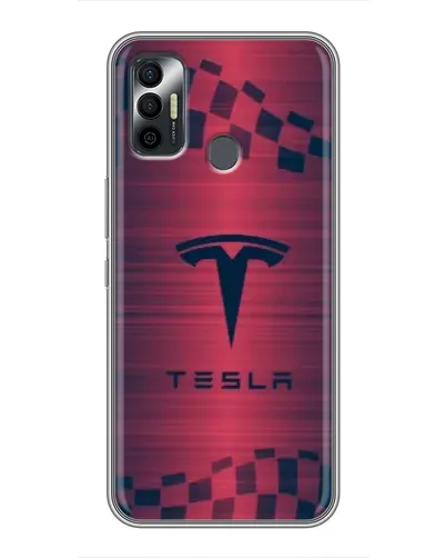 Чохол для TECNO Spark 7P з картинкою «Тесла червоний карбон» Чохол для TECNO Spark 7P з картинкою «Тесла червоний карбон»