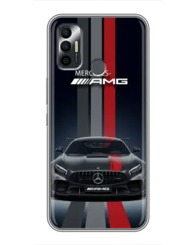 Чохол для TECNO Spark 7P з картинкою «Mercedes — білий карбон»