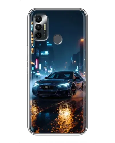 Чохол для TECNO Spark 7P з картинкою «Нічне місто та Audi»